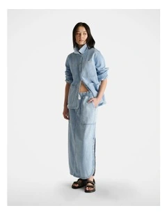 D-Luxe Denim Pull On Skirt in Blue