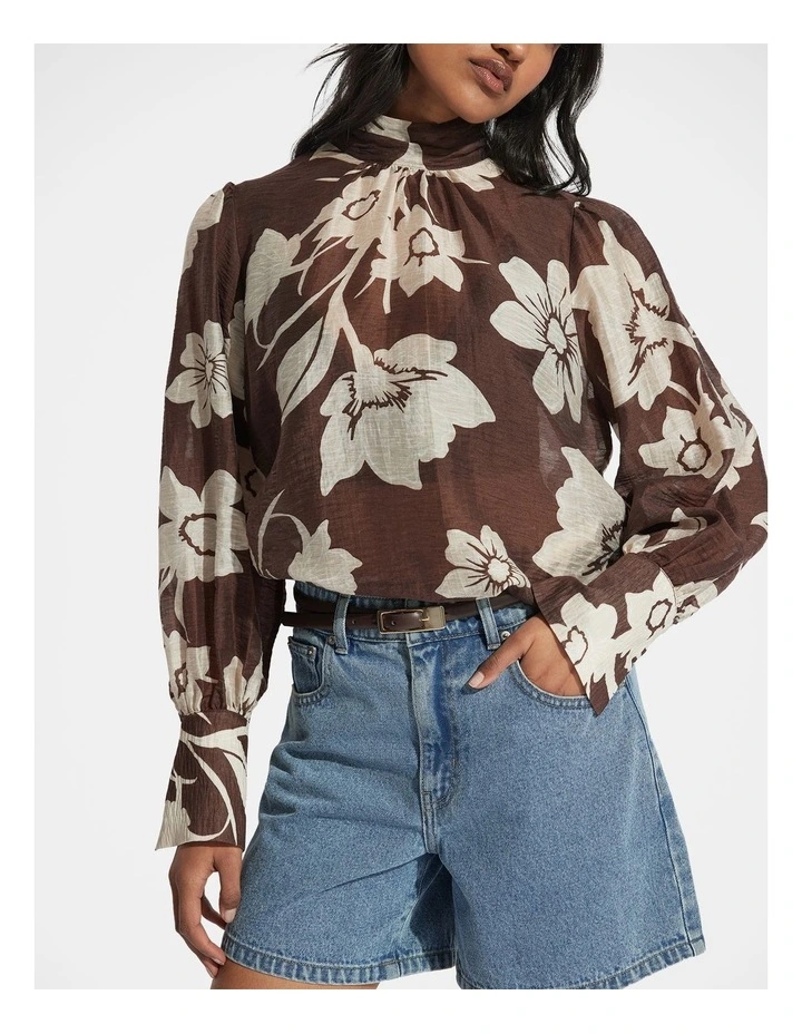 Fleur Gathered Blouse in Multi image 3