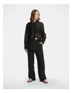 Stefania Embellished Shirt in Black