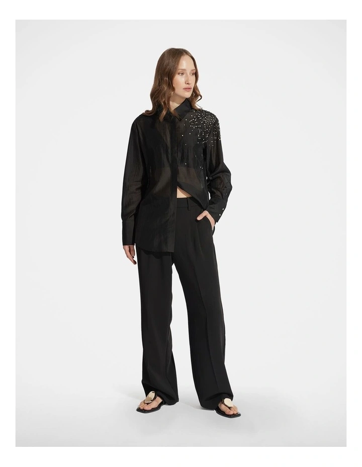 Stefania Embellished Shirt in Black image 1