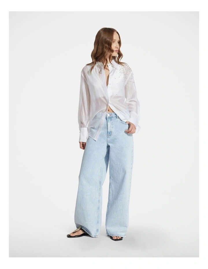 Stefania Embellished Shirt in White image 1