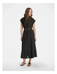 Sara Midi Shirt Dress in Black