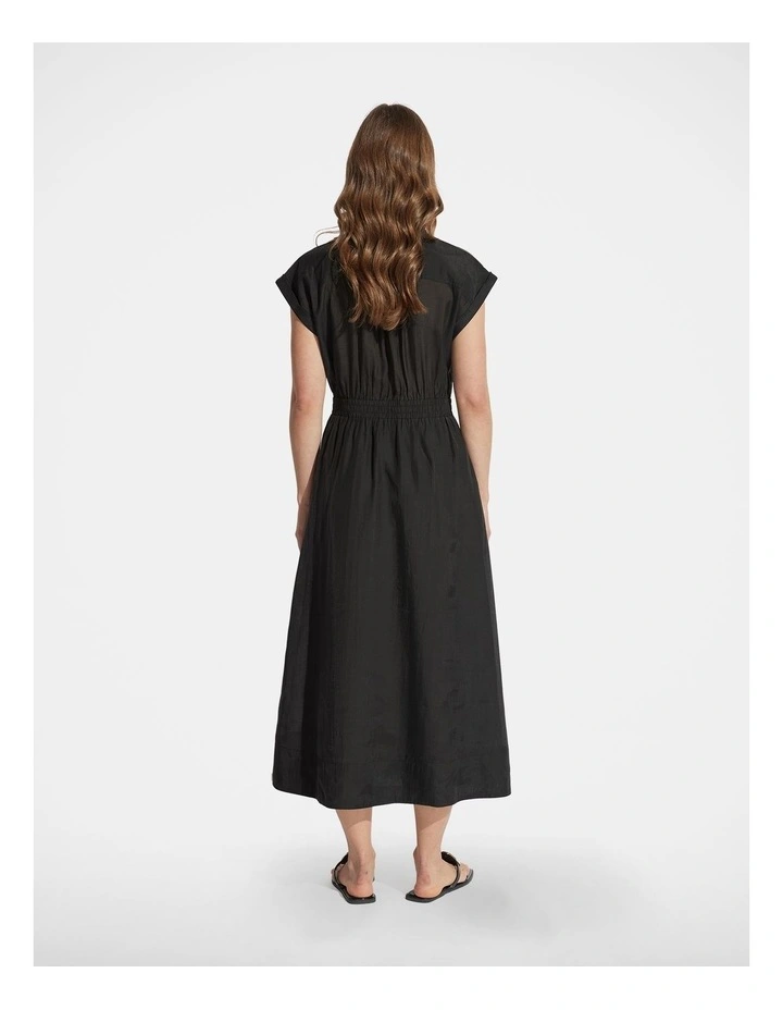 Sara Midi Shirt Dress in Black image 2