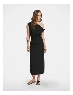 Mina Twist Midi Dress in Black
