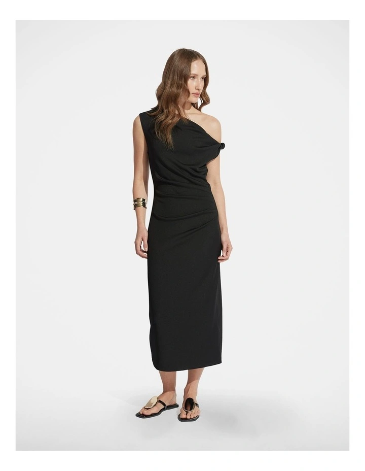 Mina Twist Midi Dress in Black image 1