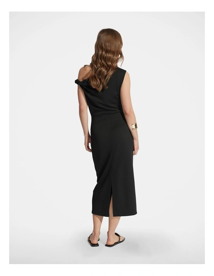Mina Twist Midi Dress in Black image 2