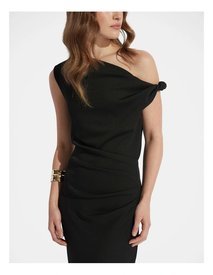 Mina Twist Midi Dress in Black image 3