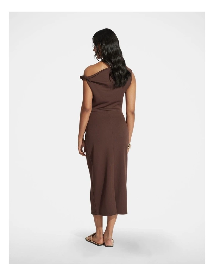 Mina Twist Midi Dress in Brown image 2