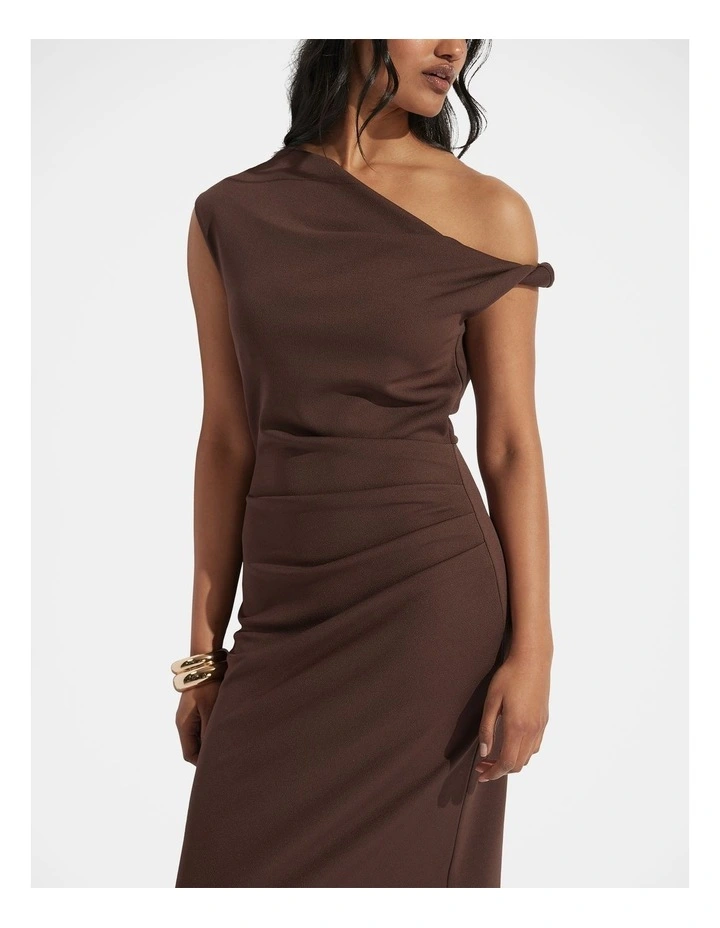 Mina Twist Midi Dress in Brown image 3