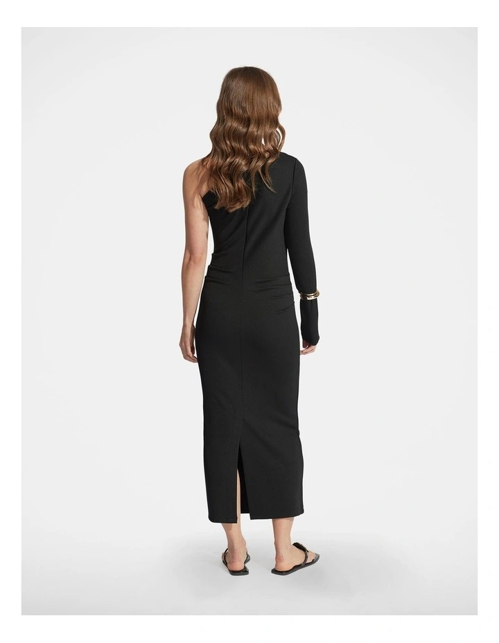 Rosa One-Shoulder Midi Dress in Black image 2