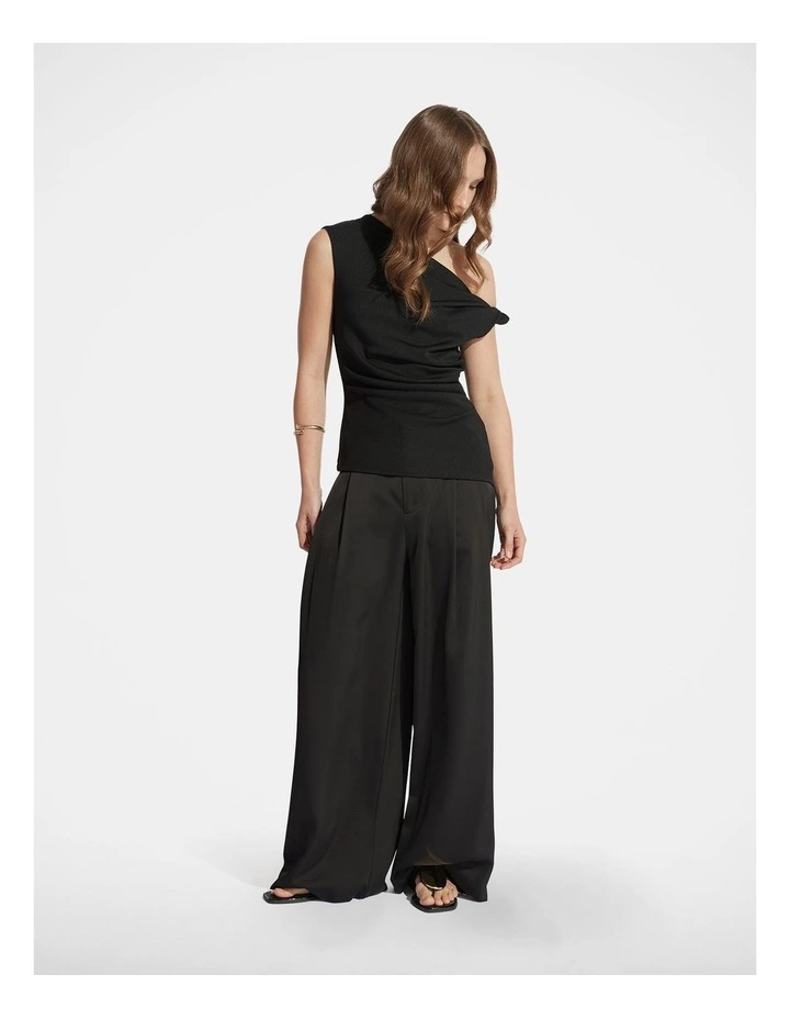 Mina Twist Tipped Shoulder Top in Black image 1
