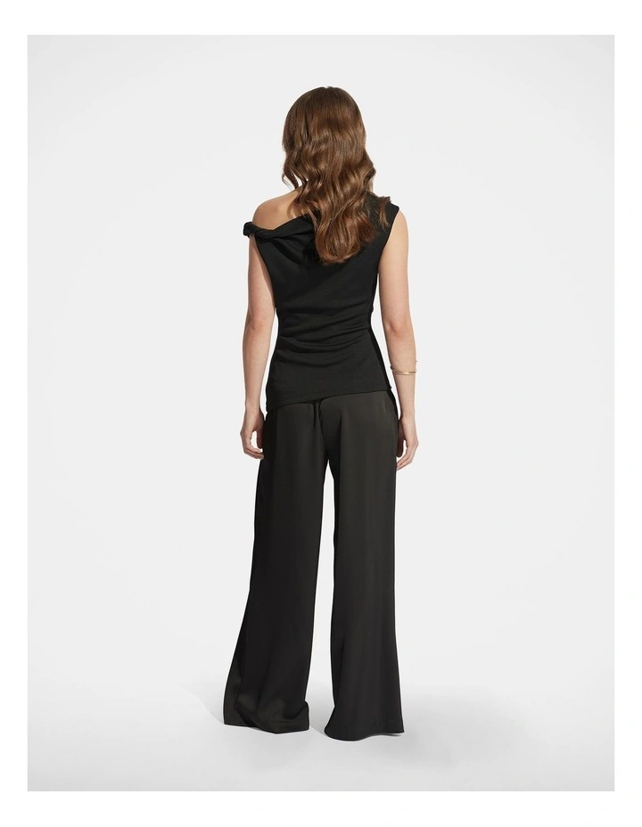 Mina Twist Tipped Shoulder Top in Black image 2