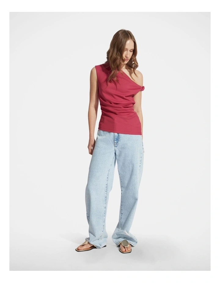 Mina Twist Tipped Shoulder Top in Pink image 1
