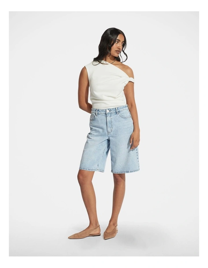 Mina Twist Tipped Shoulder Top in Ivory image 1
