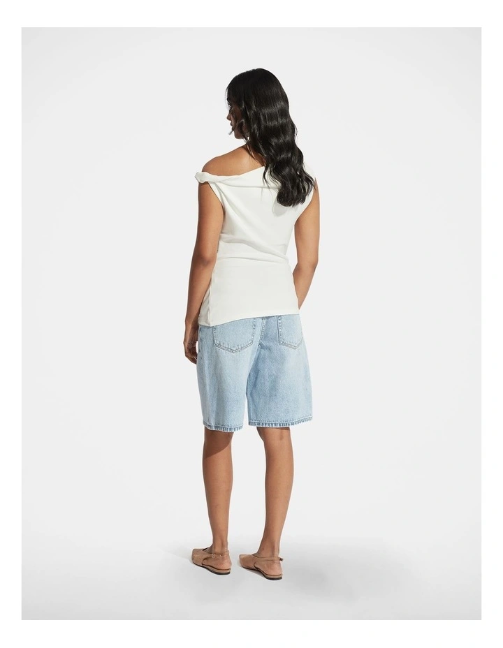 Mina Twist Tipped Shoulder Top in Ivory image 2