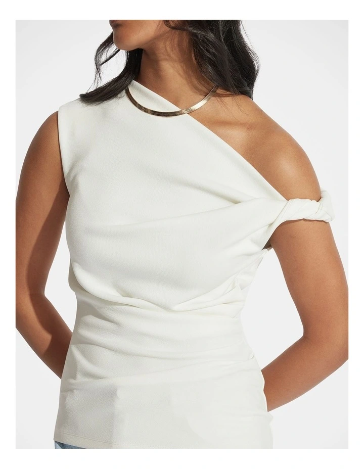 Mina Twist Tipped Shoulder Top in Ivory image 3