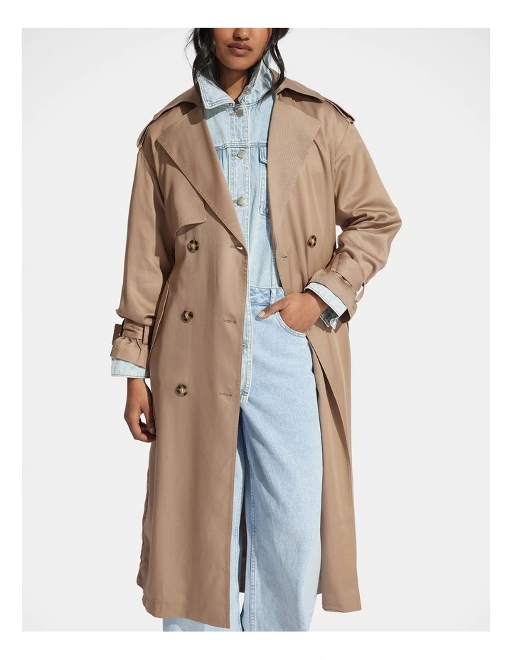 Andrea Soft Trench Coat in Beige image 3