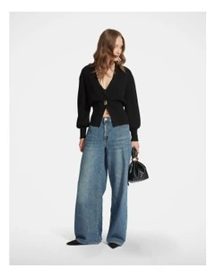 Lexi V Neck Cardigan in Black