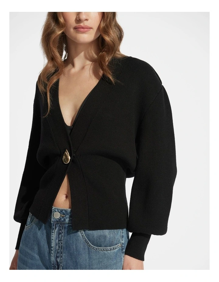 Lexi V Neck Cardigan in Black image 3