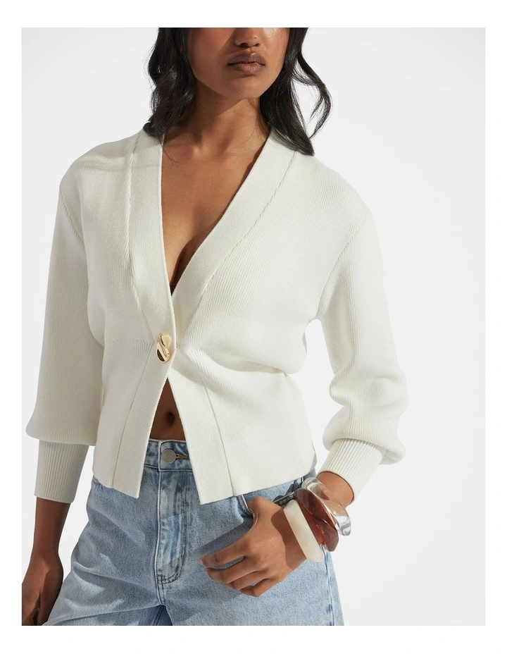Lexi V Neck Cardigan in Cream image 3