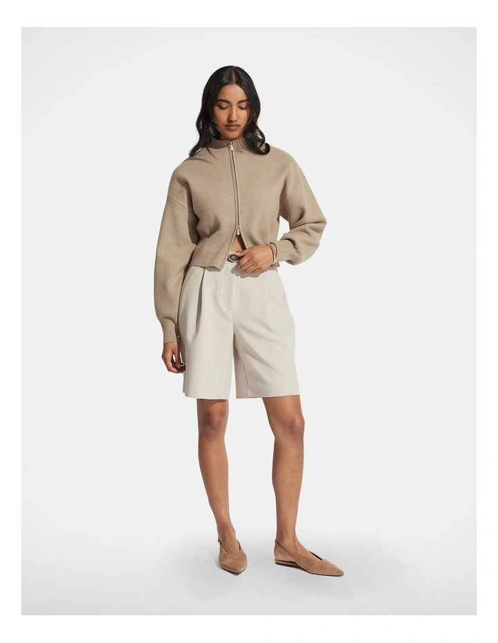 Zoey Zip Knit Jumper in Beige image 1