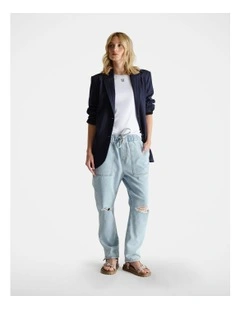 Distressed Denim Jogger in Blue