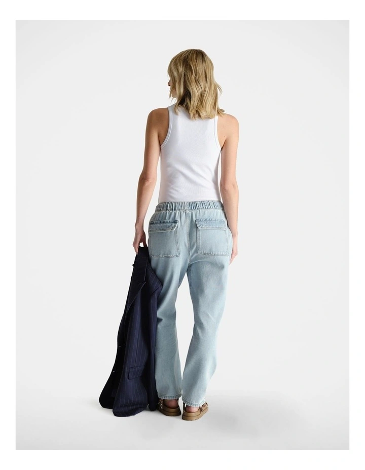 Distressed Denim Jogger in Blue image 2