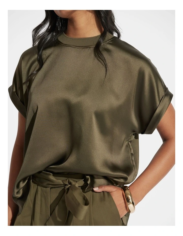 AnnMaree Satin Tee in Green image 3