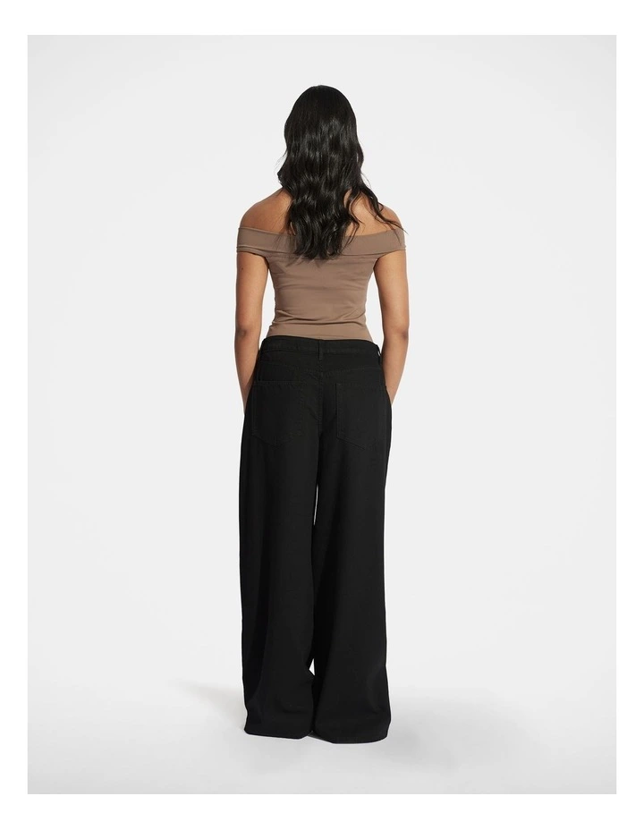 Amy Off Shoulder Twist Top in Brown image 2