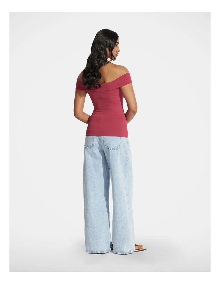 Amy Off Shoulder Twist Top in Pink image 2