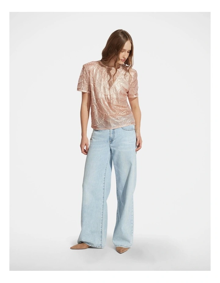 Amara Beaded Sequin Tee in Pink image 1
