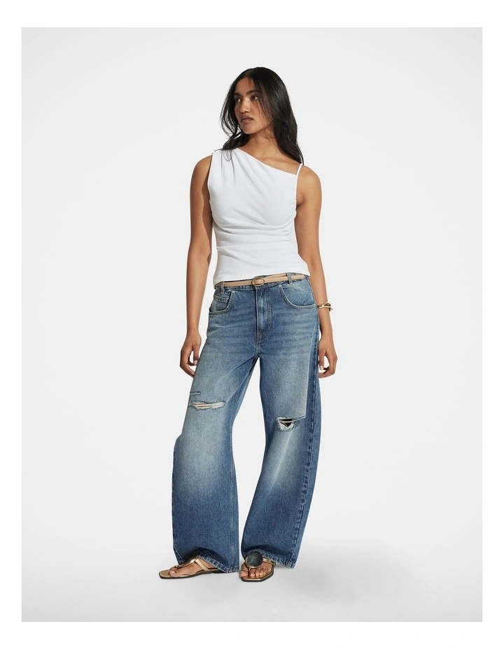 Mila Asymmetric Tank in Bright White image 1
