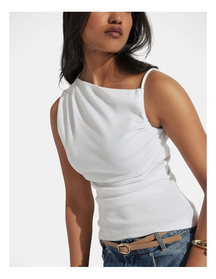 Mila Asymmetric Tank in Bright White image 3