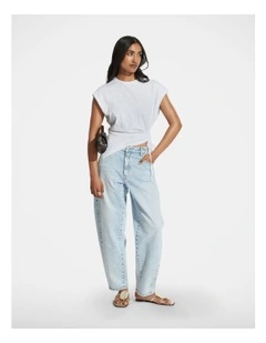 Amity Gathered Detail Tee in White