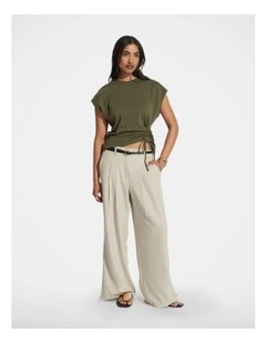 Amity Gathered Detail Tee in Green