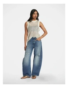Camille PU Sequin Tank in Cream