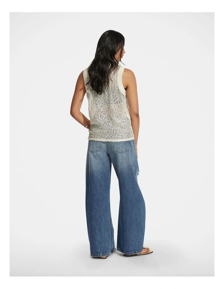 Camille PU Sequin Tank in Cream image 2