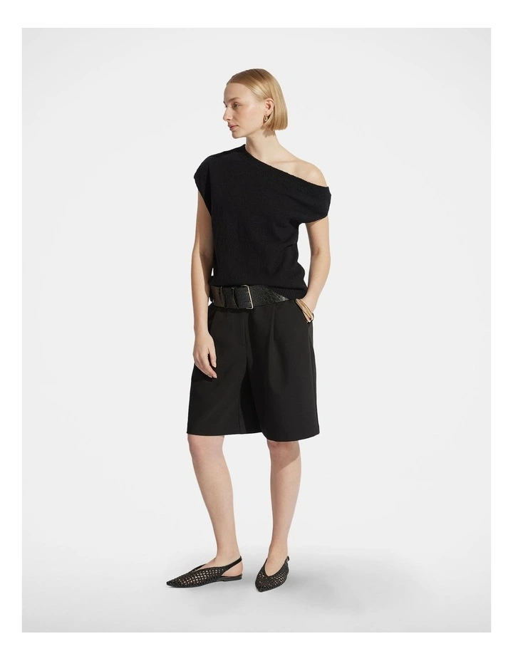 Sammi Tipped Shoulder Knit Top in Black image 1