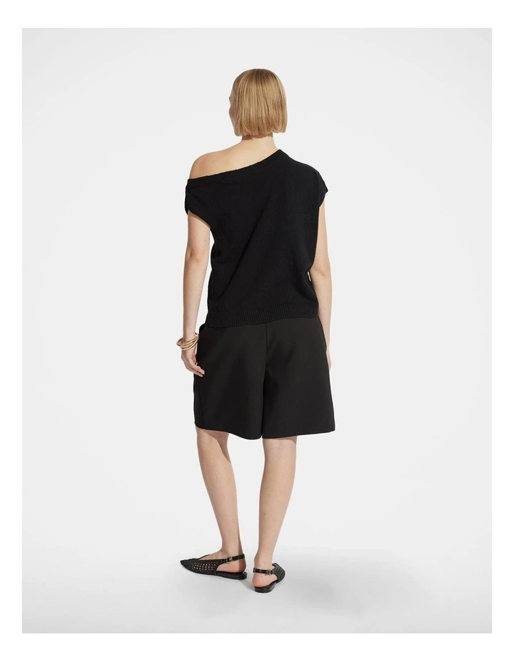 Sammi Tipped Shoulder Knit Top in Black image 2