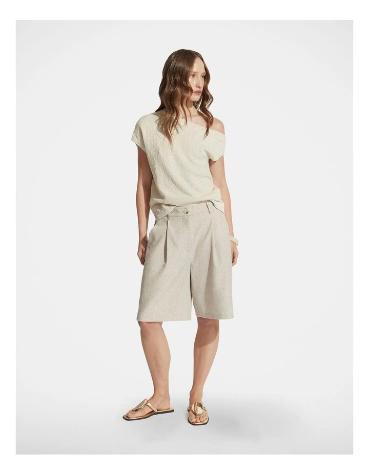 Sammi Tipped Shoulder Knit Top in Cream image 1