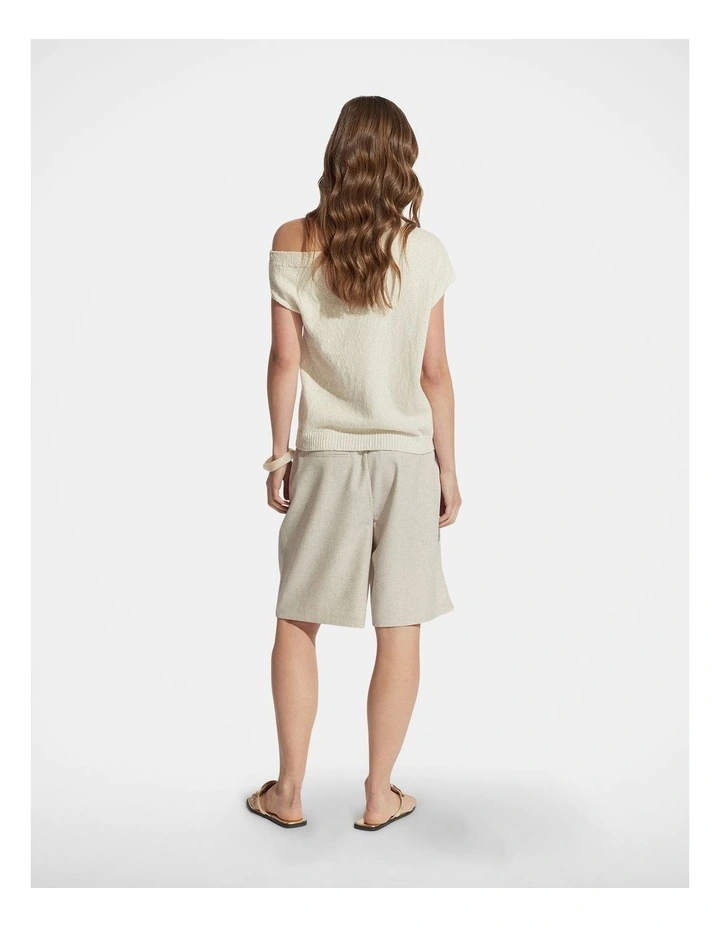 Sammi Tipped Shoulder Knit Top in Cream image 2