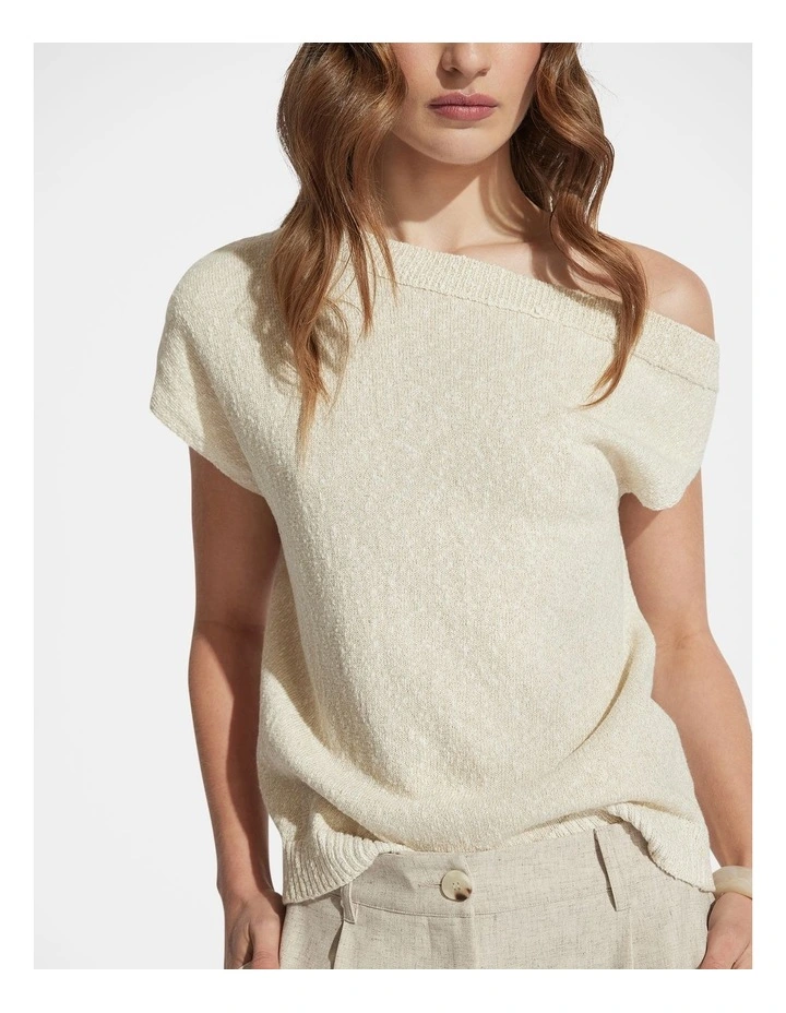 Sammi Tipped Shoulder Knit Top in Cream image 3
