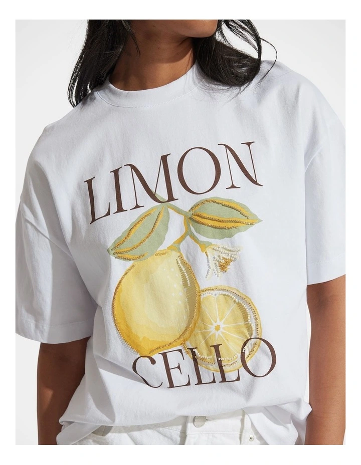 Limoncello Print Tee in White image 3