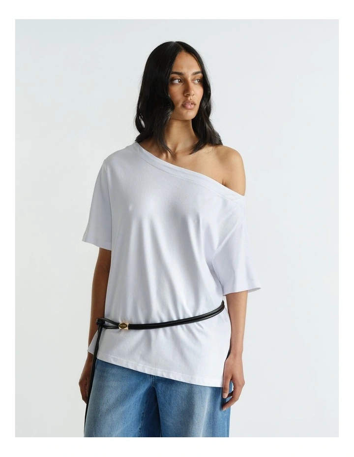Alexis Drop Shoulder Tee in Bright White image 3