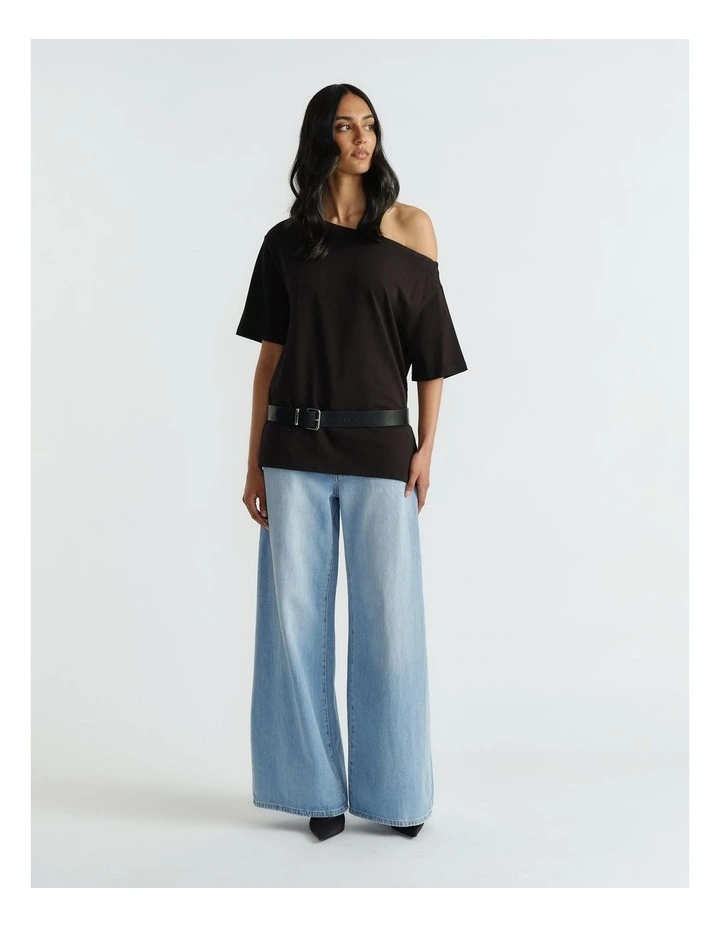 Alexis Drop Shoulder Tee in Black image 1