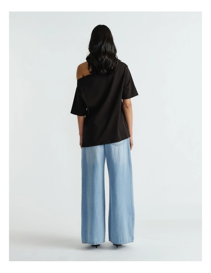 Alexis Drop Shoulder Tee in Black image 2