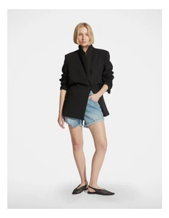 Harper Rolled Cuff Denim Shorts in Blue