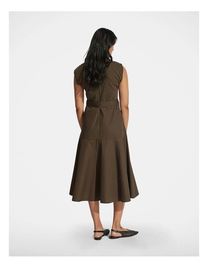 Eden Spliced Midi Dress in Khaki image 2