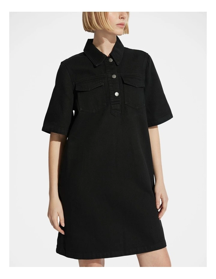 Penny Denim Shirt Dress in Black image 3