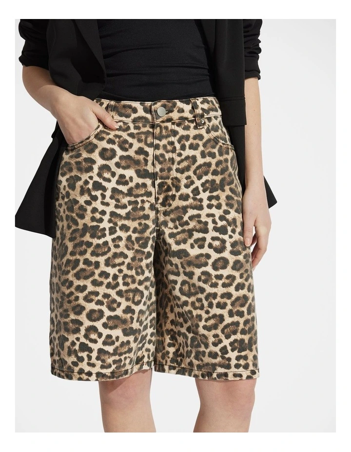 Cleo Longline Denim Short in Brown image 3
